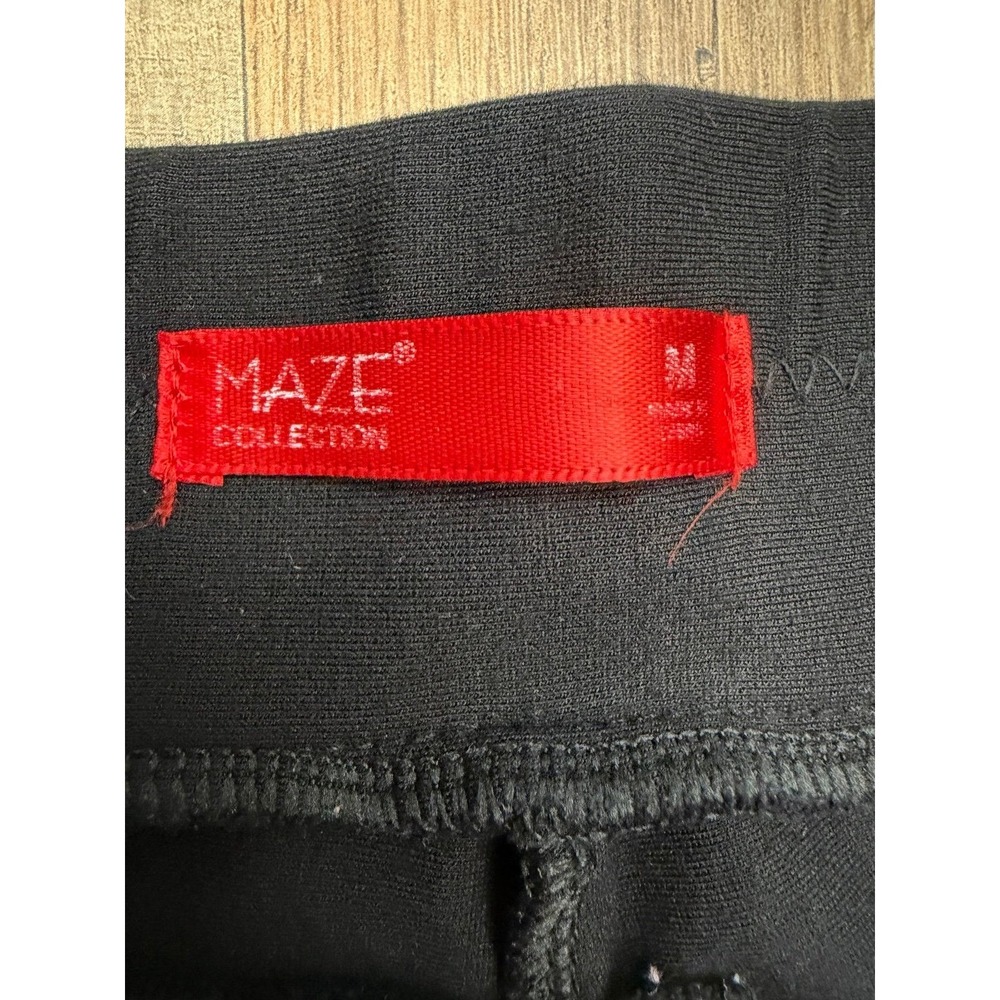 MAZE Collection Women's Black Pull On Pants Size M Slim Straight Leg - Picture 4 of 7